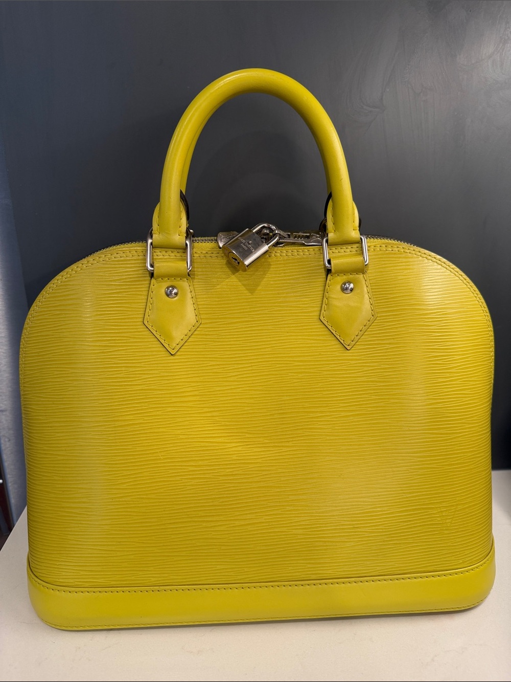 Louis Vuitton Alma Epi Leather Handbag with COA